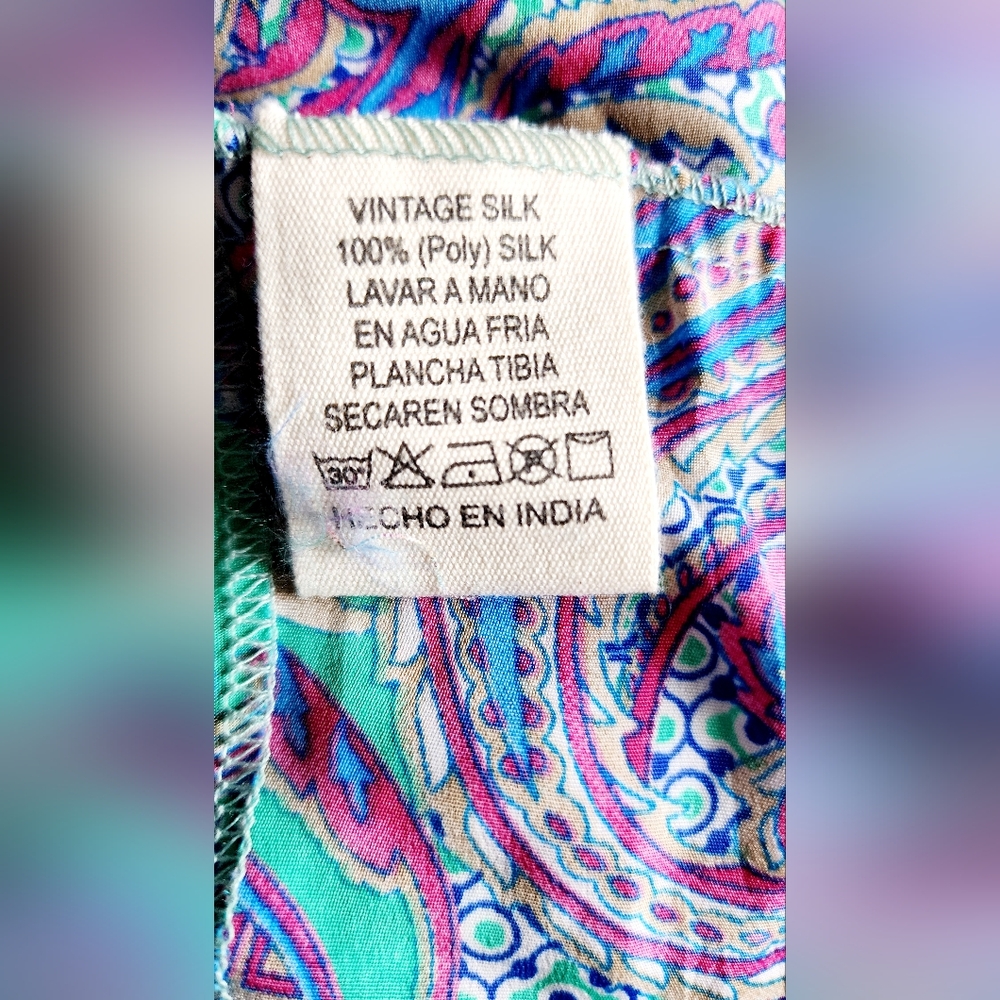 Kasturi Women's Boho Silk Smocked Colorful Paisley Print Maxi Dress Sm/Med NWT - Picture 6 of 7